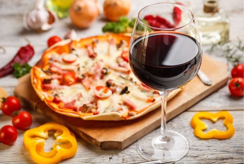 wine and pizza